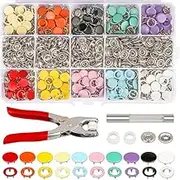 AIMALL 200 Sets Snaps Fasteners Sewing Buttons Metal Press Studs Tools Kit Plier Snap