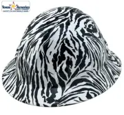 Zebra White Hydro Dipped Full Brim Hard Hat with Ratchet Suspension