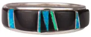 Navajo Native American Black Jade and Lab Opal Ring Size 11 3/4 SKU229734