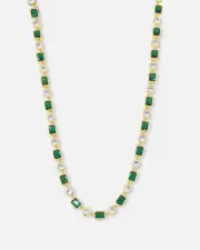 Saint Morta Emerald Cut Brilliant Chain Iced Gold/emerald - Size 20