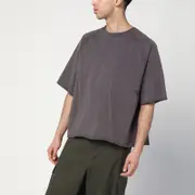 [New Amsterdam Surf Association] Cropped vintage-effect cotton T-shirt L Grey