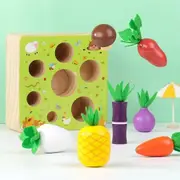 Wooden Farm Harvest Game,Educational Learning Toy ,Shape Sorting Vegetables and Fruits, Fine Motor Skill Toy, Gift
