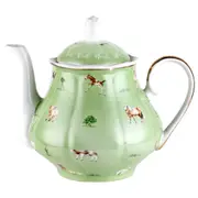 LMD Farm Lane Porcelain Teapot Kettle Infuser Teatime Serveware 1200ml Green