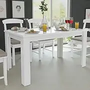 White Dining Table 140x80x75 cm for Kitchen, Dining Room, Dinner, Table Wood Elegance