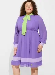Torrid Scooby Doo Daphne Chiffon Dress Halloween Costume Cosplay Plus 0 1 2