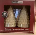 Sophia Elan Home Flameless LED Tree Candles With Timer Pack Of 2 New In Box