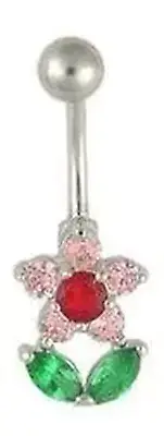 Body Accentz Belly Button Ring Navel Multi Color Flower Body Jewelry 14 Gauge