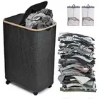 Large Laundry Hamper with Wheels and Lid | 144L Collapsible Laundry Baskets w...