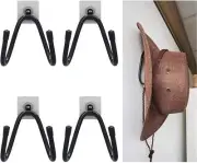 4 Pack Cowboy Hat Rack Holder Organizer Hanger Wall Mount - Adhesive Metal Hooks