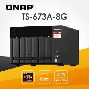 [搭Toshiba 企業碟 12TB*2 QNAP TS-673A-8G 6Bay NAS