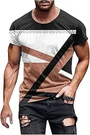 [Sunaei] Mens Print T Shirts Big and Tall Shirts Geometric Graphic Short Sleeve Casual Tops Summer Pullover Tees Trendy Clothes