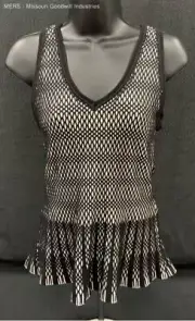 White House Black Market Black/White Sleeveless Contrast Peplum Top - Size S