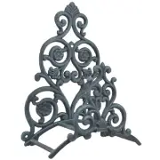 Floral & Spade Wall Garden Hose Holder Hanger Verdigris Cast Iron 13.25" Tall