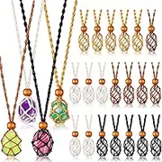 24 Pcs Crystal Necklace Holder Empty Stone Holder Adjustable Crystal Necklace Holder Necklace Cord for Crystals Pendant Stone Holder Pendant Necklace Cage for Quartz