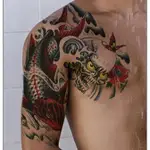 鯉魚鬼頭半甲K39【WAWA TATTOO】手臂防水紋身貼紙刺青貼紙