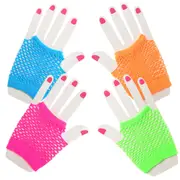 Neon Short Assorted Fingerless Fishnet Gloves (12 Pairs)