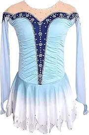 [Zagitova] Ice Figure Skating Dress for Girls Patchwork Women's Open Back Competition Dance Outfits with Shiny Rhinestone
