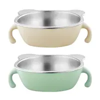 在飛比找蝦皮購物優惠-304不鏽鋼碗雙層兒童碗防摔防燙吃飯碗可注水保溫家用飯碗