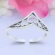 9mm Heart Band 925 Sterling Silver Toe Ring Thin Adjustable Toe Ring