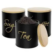 3Pcs Tea Sugar Coffee Canister with Lids Metal Tea Sugar Coffee Container Set