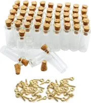QXcom 60 Pcs 2ml Mini Vials Clear Glass Bottles Jars Tall Tiny Jars with Cork