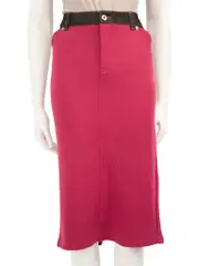Pink Wool Knit Midi Skirt