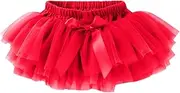 [Generic] Girls Holiday Sweater Infant Newborn Baby Girls Soft Fluffy Tutu Skirt Shorts Solid Bowknot Patchwork Party Carnival Mesh Tutu Skirt Tween Girl Dress