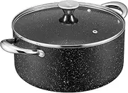BEZIA Cooking Pot with Lid, 6 Quart Nonstick Stock Pot/Stockpot with Lid, Non Stick 6 QT Large Capacity Induction Pot for Soup, Broth, Chili, Stew - All Stove Compatible