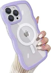 Yeddabox Compatible for iPhone 13 Pro Max Case with Magsafe, Wave Magnetic Phone Case Cute Water Ripple Candy Colors Frame Shockproof for iPhone 13 Pro Max Phone Case for Women 6.7 Inch - Purple