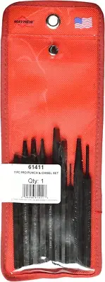 Professional Punch Chisel Tool Set Includes Pouch (11 Pcs)