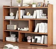 Expandable Desktop Bookcase,Wooden Dormitory Desk Bookshelf Organizer,Desktop Shelves Storage Rack, Adjustable Book Shelf for Small Spaces or Corner,40~70cm