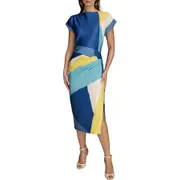Donna Karan New York Colorblock Scuba Knit Midi Dress in Cosmos Multi at Nordstrom, Size 12