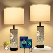 Set of 2 Touch Table Lamps with Fabric Shade UL 3-Way Dimmable Touch Control ...