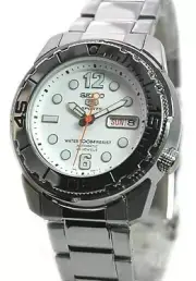SEIKO 5 Sports SNZF03K1 Automatic Watch DayDate 7S36 Steel White 100m Baby Tuna