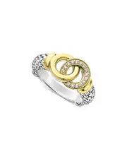 Lagos Two Tone Interlocking Diamond Ring, 0.11 ct. t. w.