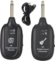 UHF 730MHz Wireless Guitar System, 4 Channels Rechargeable Audio Wireless Transmitter Receiver for Guitar Bass Electric Instruments