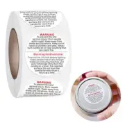 Fityle 500Pcs Candle Warning Labels Candle Jar Container Stickers Roll Labels