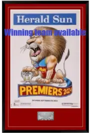 BRISBANE LIONS 2024 AFL PREMIERS GRAND FINAL PREMIERSHIP MARK POSTER MAT FRAMED