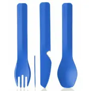 Humangear GoBites Trio Travel Cutlery Set inc Toothpick and Bottle Opener - Dark Blue