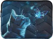Cat Butterfly Blue Computer Case for Laptop, Quilted 15 in Laptop Sleeve for Women