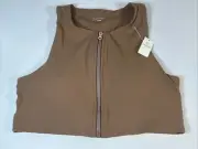 Aerie Offline Womens Sport Bra/Top Zip Front Brown Size Medium