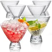 LEMONSODA Clear Hammered Martini Glass Set of 6 - Barware for Martini, Cosmopolitan, Manhattan, – Modern Handcrafted Barware for Home Entertaining - Textured 8.5oz (250ml)