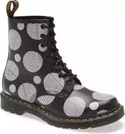 Dr Martens 1460 Women's Jadon Polka Dot Leather Platform Boots Size 7 Black $220
