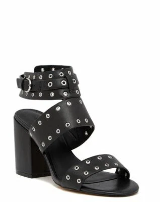Rebecca Minkoff Carter Black Grommet Heels Sandals 10