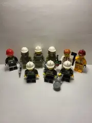 Lego City 9 FIREFIGHTERS EMT minifigures lot 100% REAL LEGO BRAND