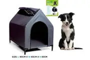 LARGE Waterproof Pet House Flea Mite Grey Color Dog Bed Puppy Kennel Elevated FD