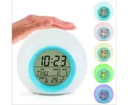 LED Kids Alarm Clock, Wake Up Alarm Clock 7 Color Changing Changing Light Alarm Clock for Kids, 12/24 Hour Digital Clock Light