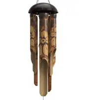 Rustic Bamboo Wind Chimes - Outside Outdoor Wooden Windchimes, Medium, Floral...