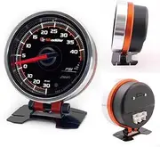 Shadow PRO3 Turbo Boost Gauge 40PSI 2inch 52mm Clear Face for 12V Car with Adjustable Backlight, Peak Data Record, Warning Light Include Boost Sensor, Vacuum Hose, T-Fitting, Filter Ball
