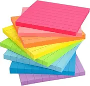 8 Pads Lined Sticky Notes 3x3 Inches,Bright Colors Self-Stick Pads, Solid Color Premium Sticky Pads,Easy to Post for Home, Office,School, Notebook, 50 Sheets/pad-Bright Lined